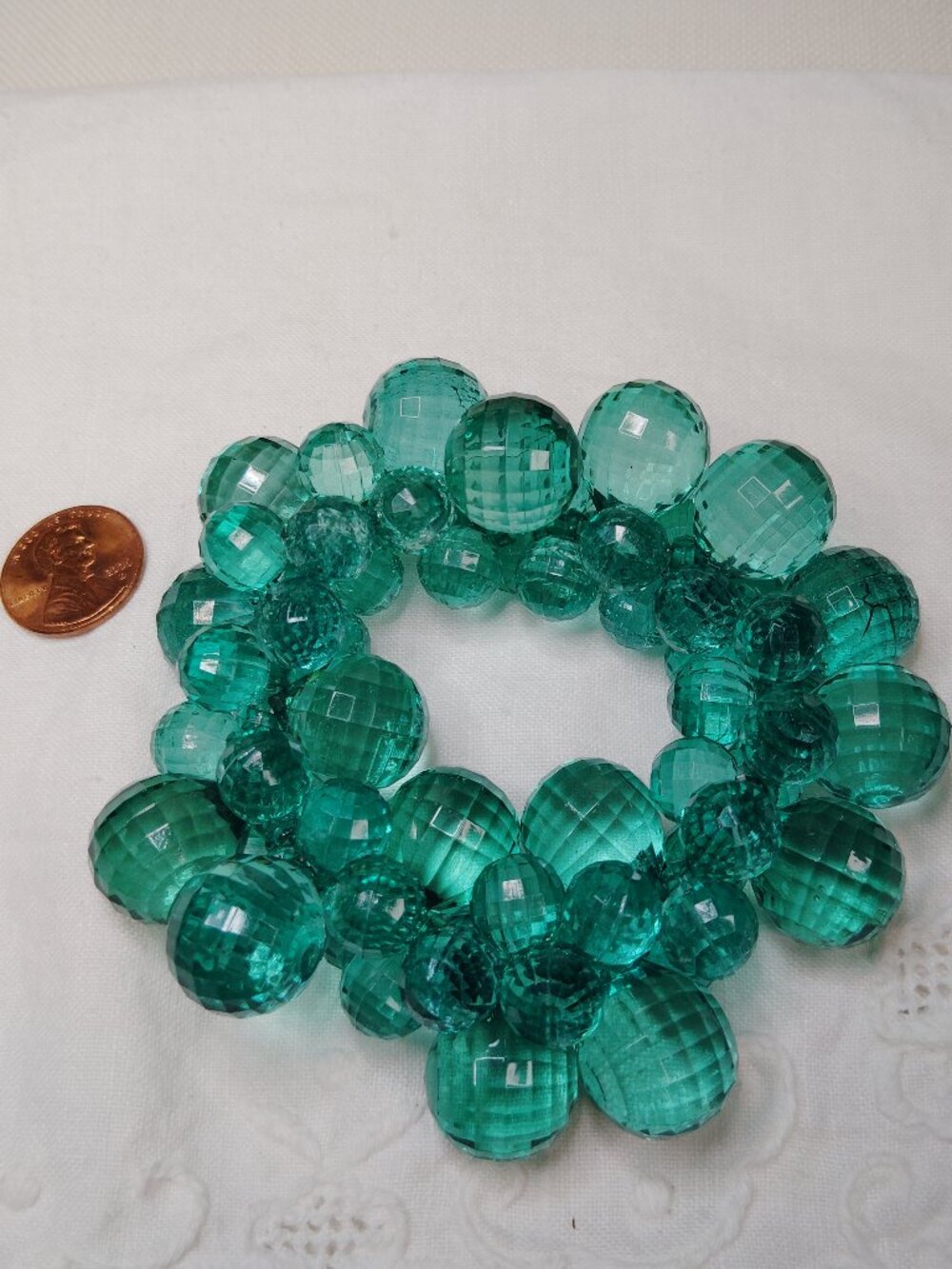 Teal Glow Faceted Bead Stretch Bracelet